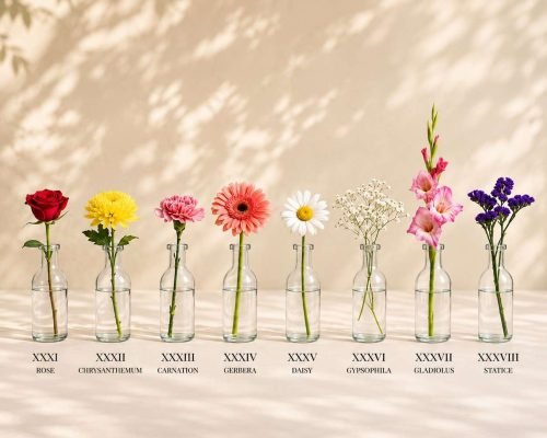Eight Bottles Eight Blooms-100kb